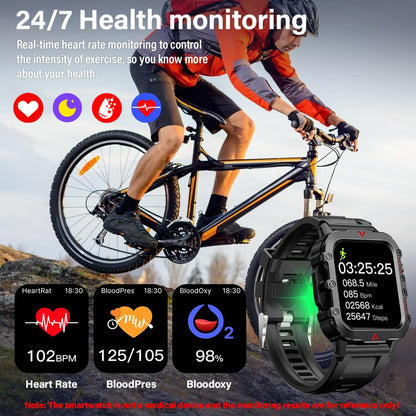New Men'S Smart Watch LED Flashlight Outdoor Sports Smart Watch Wristwatch Health Monitoring Smart Watch